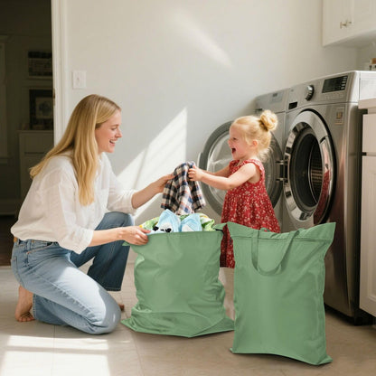 Sky Blue 2 Pack Waterproof Travel Laundry Bag Washable Dirty Clothes Organizer Storage Bag with Handle Zipper for Swimming Pool Beach Camping