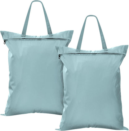 Sky Blue 2 Pack Waterproof Travel Laundry Bag Washable Dirty Clothes Organizer Storage Bag with Handle Zipper for Swimming Pool Beach Camping