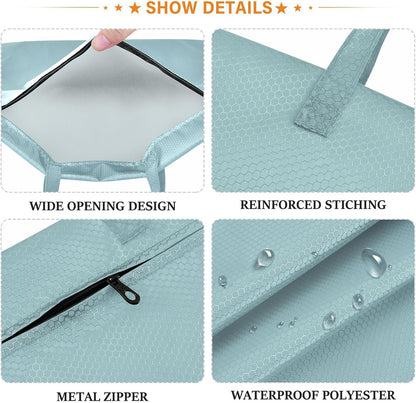 Sky Blue 2 Pack Waterproof Travel Laundry Bag Washable Dirty Clothes Organizer Storage Bag with Handle Zipper for Swimming Pool Beach Camping