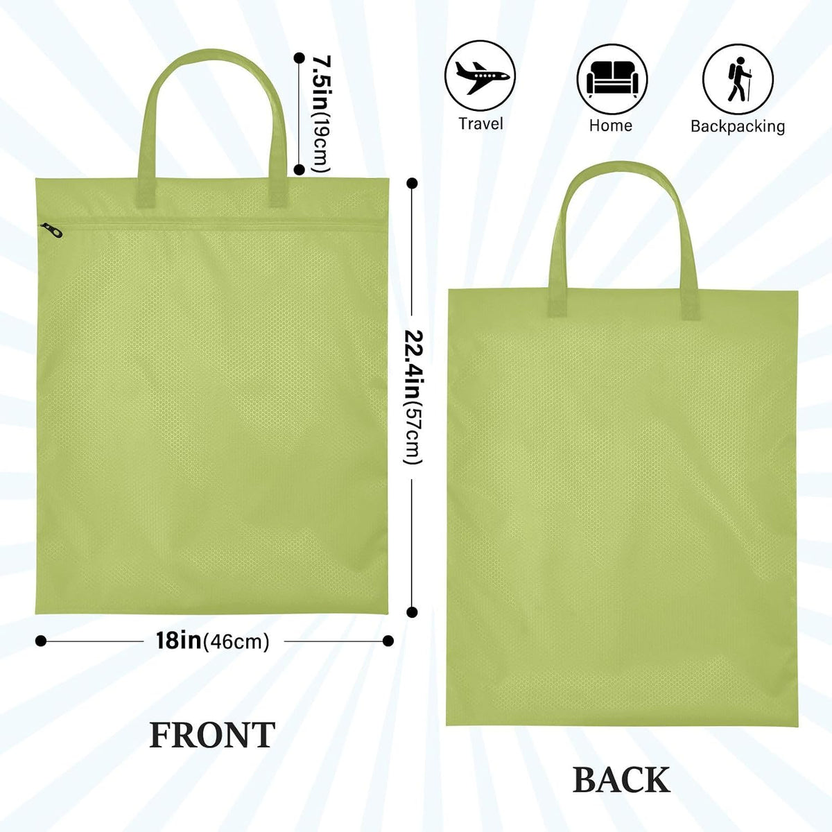 Sky Blue 2 Pack Waterproof Travel Laundry Bag Washable Dirty Clothes Organizer Storage Bag with Handle Zipper for Swimming Pool Beach Camping
