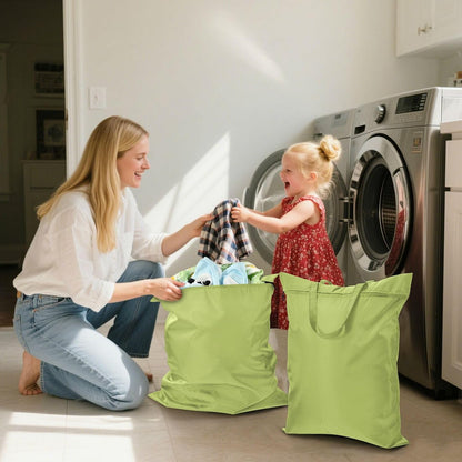 Sky Blue 2 Pack Waterproof Travel Laundry Bag Washable Dirty Clothes Organizer Storage Bag with Handle Zipper for Swimming Pool Beach Camping