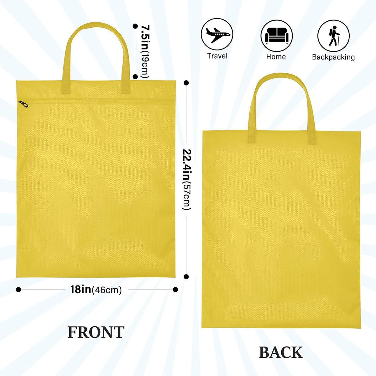 Sky Blue 2 Pack Waterproof Travel Laundry Bag Washable Dirty Clothes Organizer Storage Bag with Handle Zipper for Swimming Pool Beach Camping