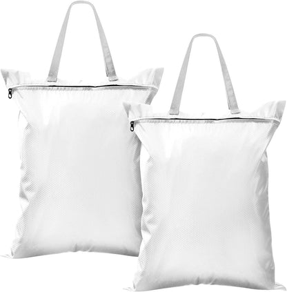 Sky Blue 2 Pack Waterproof Travel Laundry Bag Washable Dirty Clothes Organizer Storage Bag with Handle Zipper for Swimming Pool Beach Camping