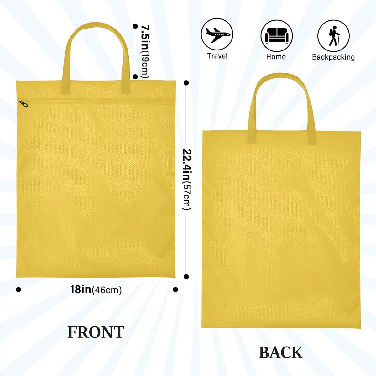 Sky Blue 2 Pack Waterproof Travel Laundry Bag Washable Dirty Clothes Organizer Storage Bag with Handle Zipper for Swimming Pool Beach Camping