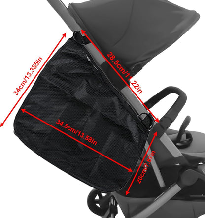 2 Pack Universal Side Sling Stroller Cargo Net, Non-Slip and Adjustable Straps Storage Mesh Bag,Portable Mesh Storage Organizer (Black)