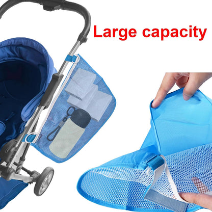 2 Pack Universal Side Sling Stroller Cargo Net, Non-Slip and Adjustable Straps Storage Mesh Bag,Portable Mesh Storage Organizer (Black)