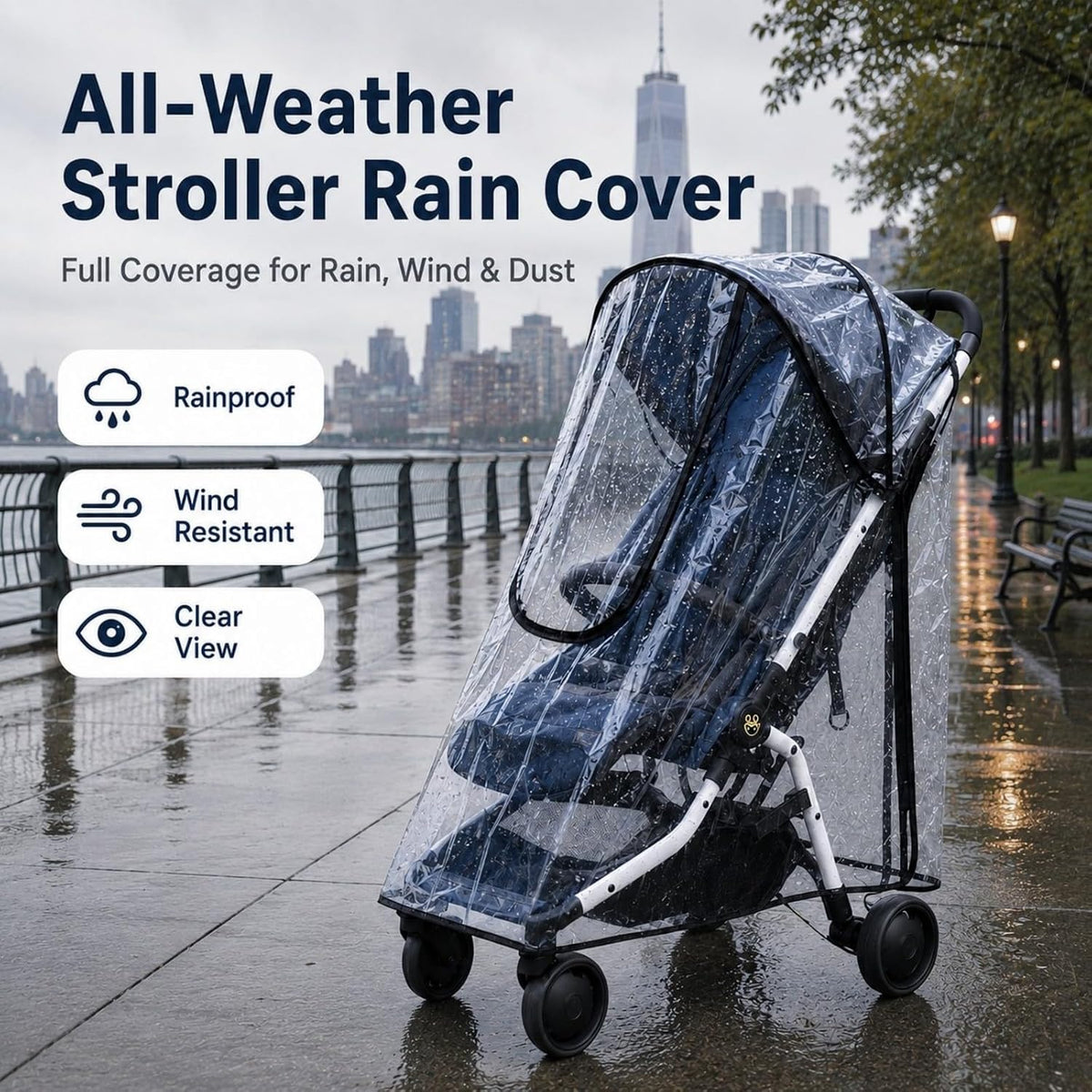 Stroller Rain Cover, Universal Clear Stroller Cover for Rain