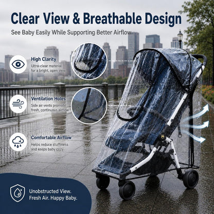 Stroller Rain Cover, Universal Clear Stroller Cover for Rain