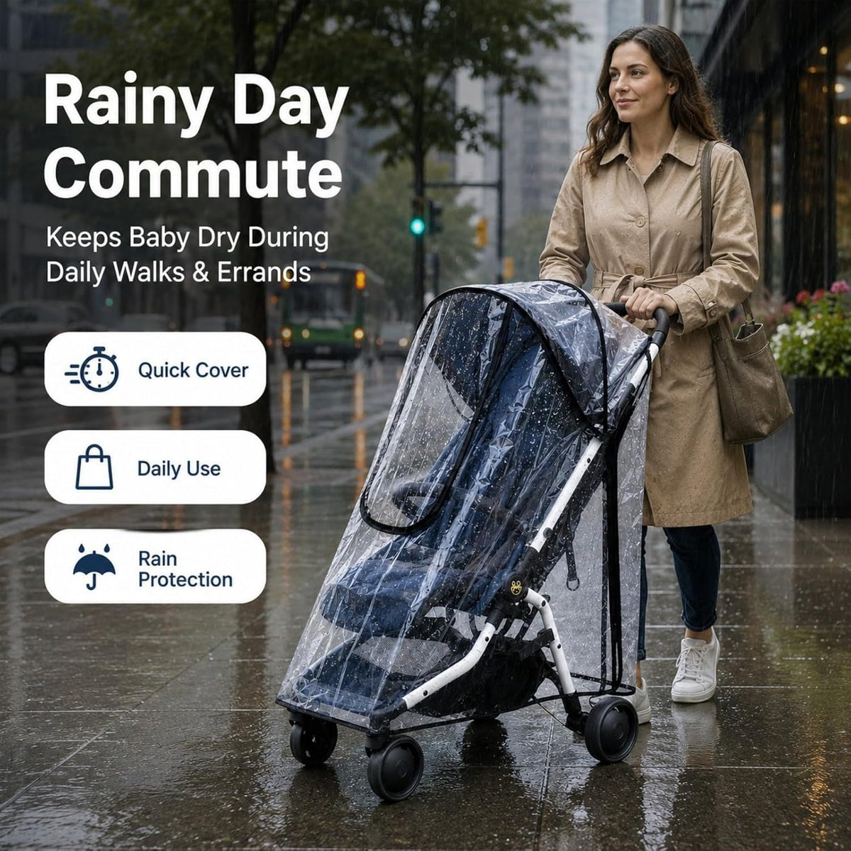 Stroller Rain Cover, Universal Clear Stroller Cover for Rain