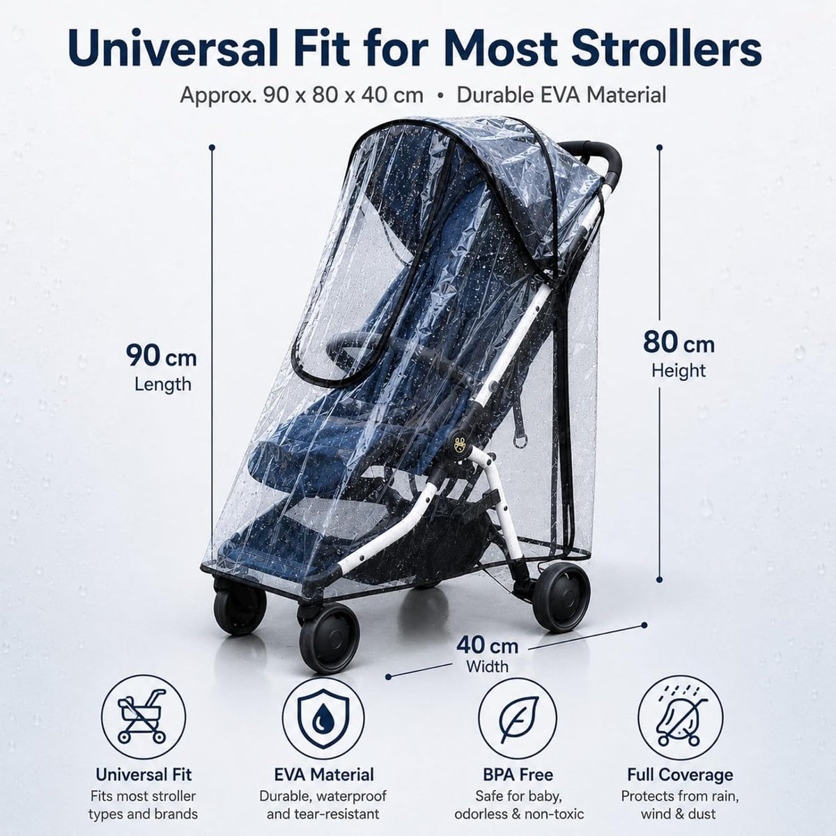 Stroller Rain Cover, Universal Clear Stroller Cover for Rain
