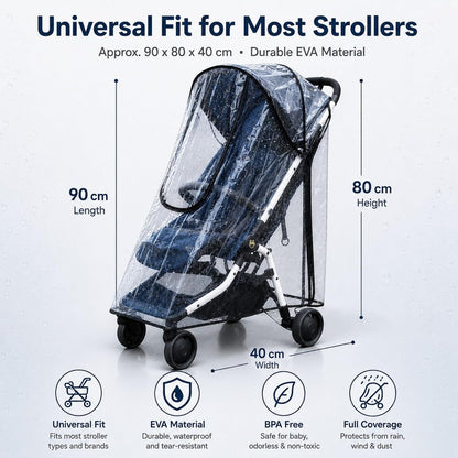 Stroller Rain Cover, Universal Clear Stroller Cover for Rain
