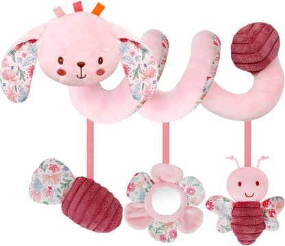 Car Seat Toys for Babies 0-6 Months Boy,Baby Spiral Hanging Plush Activity Toys Thank You Gifts for Newborn 0 3 6 9 12 Months Baby Boys Girls