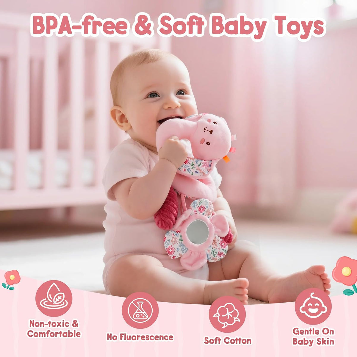 Car Seat Toys for Babies 0-6 Months Boy,Baby Spiral Hanging Plush Activity Toys Thank You Gifts for Newborn 0 3 6 9 12 Months Baby Boys Girls