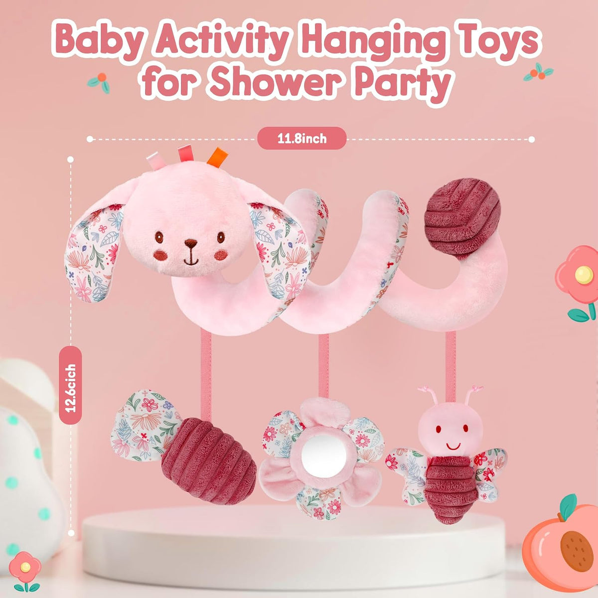 Car Seat Toys for Babies 0-6 Months Boy,Baby Spiral Hanging Plush Activity Toys Thank You Gifts for Newborn 0 3 6 9 12 Months Baby Boys Girls