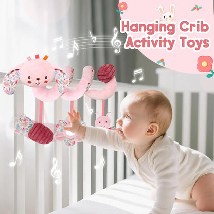 Car Seat Toys for Babies 0-6 Months Boy,Baby Spiral Hanging Plush Activity Toys Thank You Gifts for Newborn 0 3 6 9 12 Months Baby Boys Girls