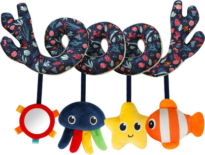 Car Seat Toys for Babies 0-6 Months Boy,Baby Spiral Hanging Plush Activity Toys Thank You Gifts for Newborn 0 3 6 9 12 Months Baby Boys Girls