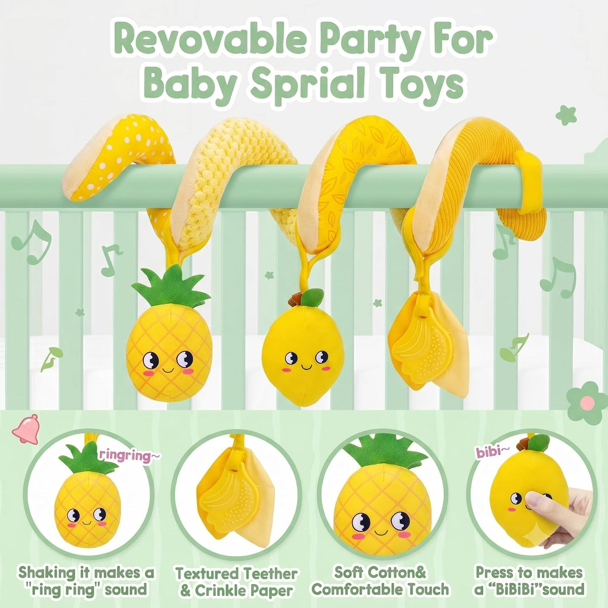 Car Seat Toys for Babies 0-6 Months Boy,Baby Spiral Hanging Plush Activity Toys Thank You Gifts for Newborn 0 3 6 9 12 Months Baby Boys Girls