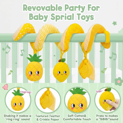 Car Seat Toys for Babies 0-6 Months Boy,Baby Spiral Hanging Plush Activity Toys Thank You Gifts for Newborn 0 3 6 9 12 Months Baby Boys Girls