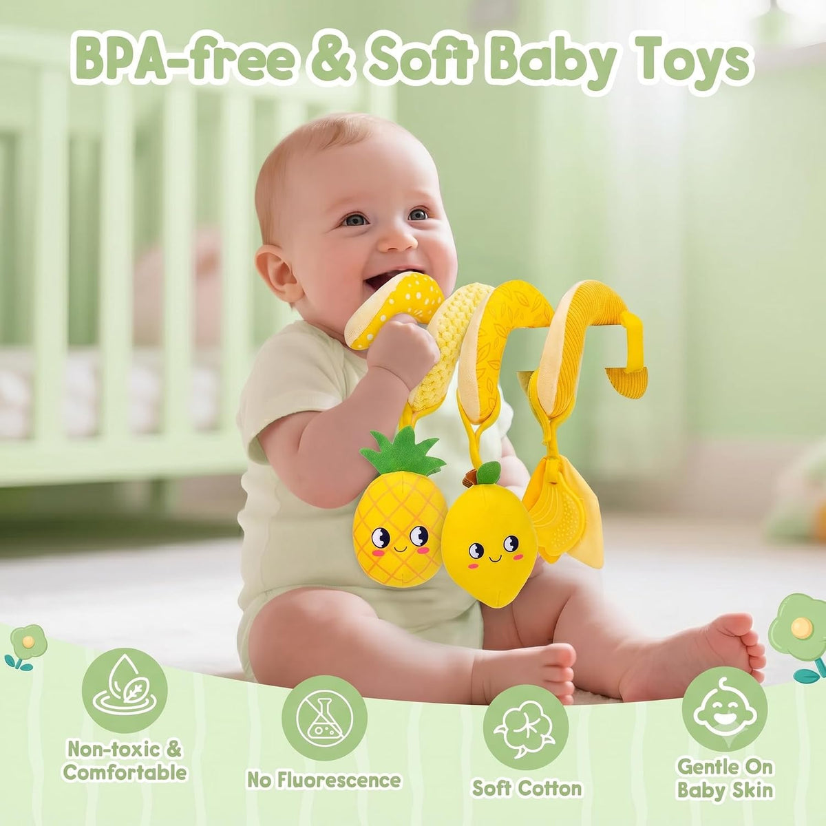 Car Seat Toys for Babies 0-6 Months Boy,Baby Spiral Hanging Plush Activity Toys Thank You Gifts for Newborn 0 3 6 9 12 Months Baby Boys Girls