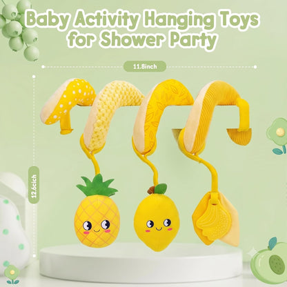 Car Seat Toys for Babies 0-6 Months Boy,Baby Spiral Hanging Plush Activity Toys Thank You Gifts for Newborn 0 3 6 9 12 Months Baby Boys Girls