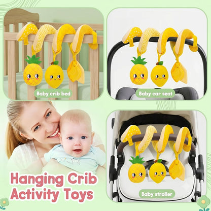 Car Seat Toys for Babies 0-6 Months Boy,Baby Spiral Hanging Plush Activity Toys Thank You Gifts for Newborn 0 3 6 9 12 Months Baby Boys Girls