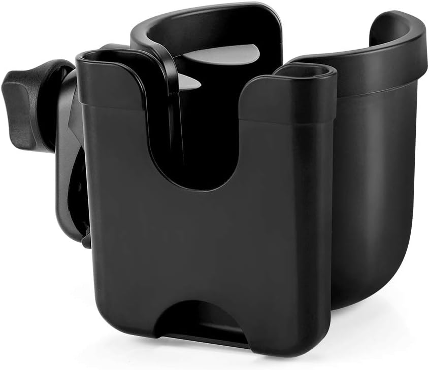 Stroller Cup Holder with Phone Holder, Bike Cup Holder, Universal Cup Holder for Uppababy Nuna Strollers, 2-in-1 Drinks Holder for Walker, Wheelchair, Scooter - Colors A