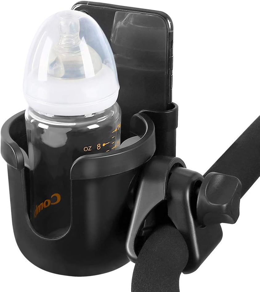 Stroller Cup Holder with Phone Holder, Bike Cup Holder, Universal Cup Holder for Uppababy Nuna Strollers, 2-in-1 Drinks Holder for Walker, Wheelchair, Scooter - Colors A