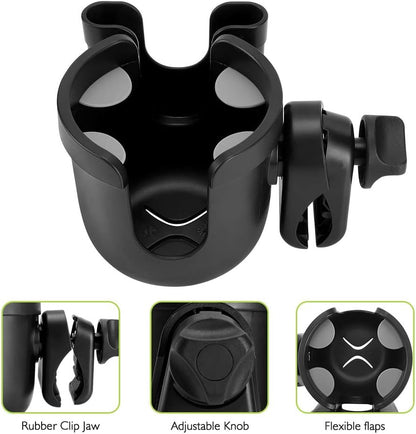 Stroller Cup Holder with Phone Holder, Bike Cup Holder, Universal Cup Holder for Uppababy Nuna Strollers, 2-in-1 Drinks Holder for Walker, Wheelchair, Scooter - Colors A