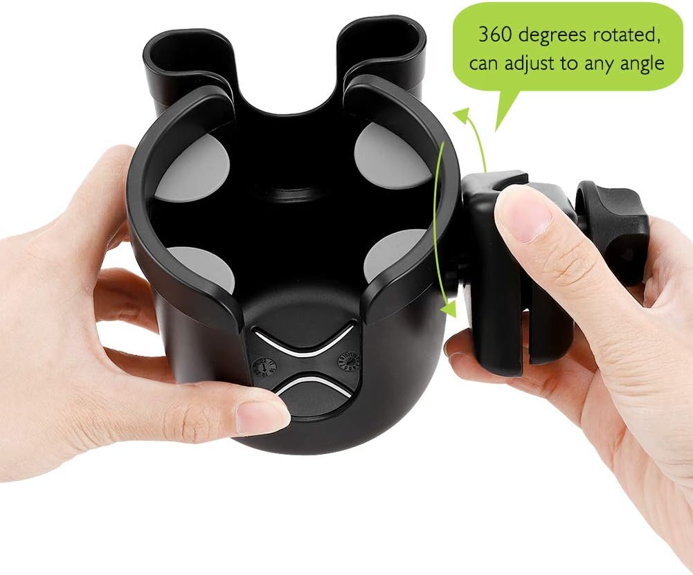 Stroller Cup Holder with Phone Holder, Bike Cup Holder, Universal Cup Holder for Uppababy Nuna Strollers, 2-in-1 Drinks Holder for Walker, Wheelchair, Scooter - Colors A