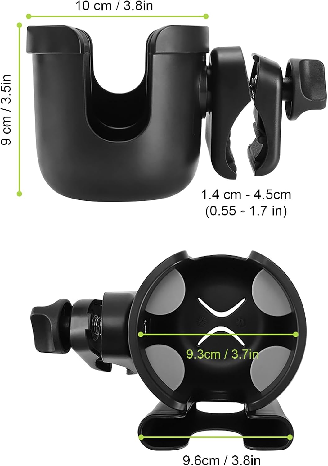 Stroller Cup Holder with Phone Holder, Bike Cup Holder, Universal Cup Holder for Uppababy Nuna Strollers, 2-in-1 Drinks Holder for Walker, Wheelchair, Scooter - Colors A