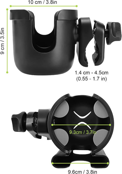 Stroller Cup Holder with Phone Holder, Bike Cup Holder, Universal Cup Holder for Uppababy Nuna Strollers, 2-in-1 Drinks Holder for Walker, Wheelchair, Scooter - Colors A