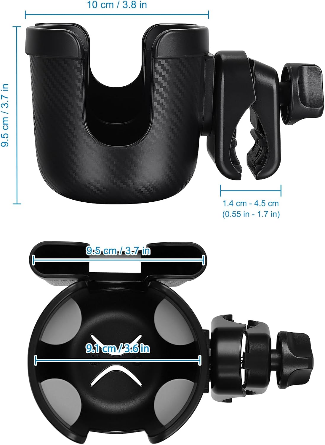 Stroller Cup Holder with Phone Holder, Bike Cup Holder, Universal Cup Holder for Uppababy Nuna Strollers, 2-in-1 Drinks Holder for Walker, Wheelchair, Scooter - Colors A