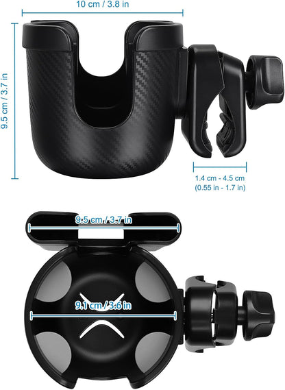 Stroller Cup Holder with Phone Holder, Bike Cup Holder, Universal Cup Holder for Uppababy Nuna Strollers, 2-in-1 Drinks Holder for Walker, Wheelchair, Scooter - Colors A