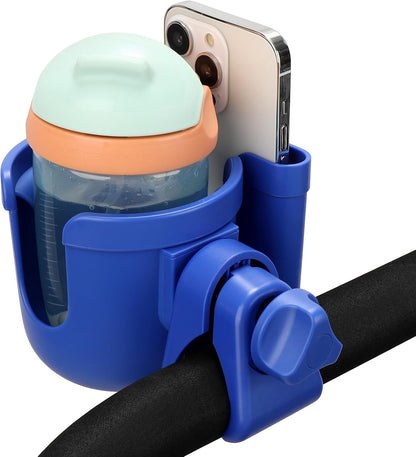 Stroller Cup Holder with Phone Holder, Bike Cup Holder, Universal Cup Holder for Uppababy Nuna Strollers, 2-in-1 Drinks Holder for Walker, Wheelchair, Scooter - Colors A