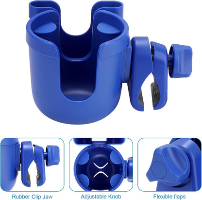 Stroller Cup Holder with Phone Holder, Bike Cup Holder, Universal Cup Holder for Uppababy Nuna Strollers, 2-in-1 Drinks Holder for Walker, Wheelchair, Scooter - Colors A