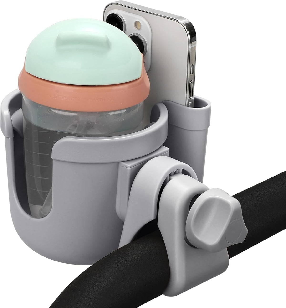 Stroller Cup Holder with Phone Holder, Bike Cup Holder, Universal Cup Holder for Uppababy Nuna Strollers, 2-in-1 Drinks Holder for Walker, Wheelchair, Scooter - Colors A