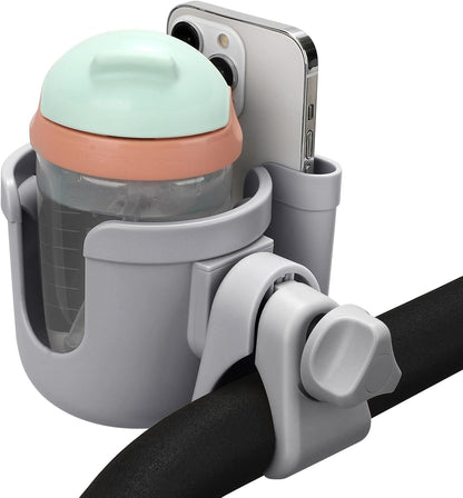 Stroller Cup Holder with Phone Holder, Bike Cup Holder, Universal Cup Holder for Uppababy Nuna Strollers, 2-in-1 Drinks Holder for Walker, Wheelchair, Scooter - Colors A