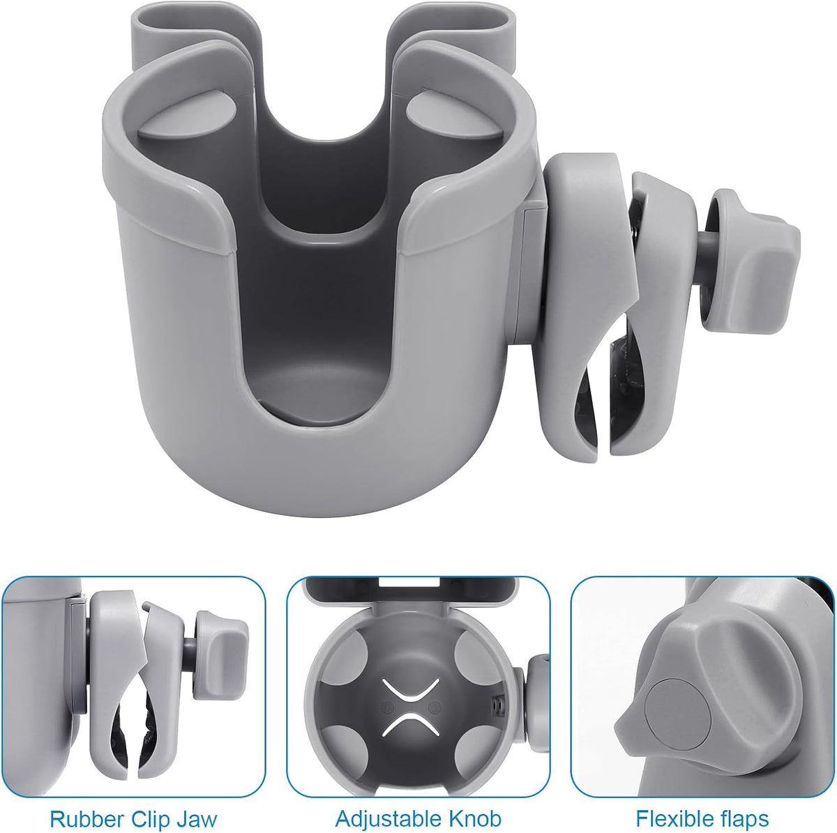 Stroller Cup Holder with Phone Holder, Bike Cup Holder, Universal Cup Holder for Uppababy Nuna Strollers, 2-in-1 Drinks Holder for Walker, Wheelchair, Scooter - Colors A