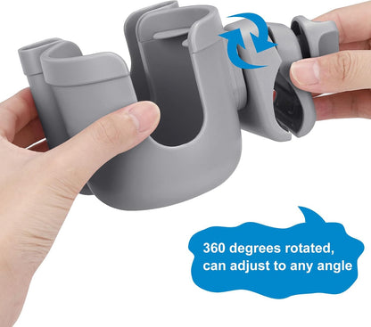 Stroller Cup Holder with Phone Holder, Bike Cup Holder, Universal Cup Holder for Uppababy Nuna Strollers, 2-in-1 Drinks Holder for Walker, Wheelchair, Scooter - Colors A