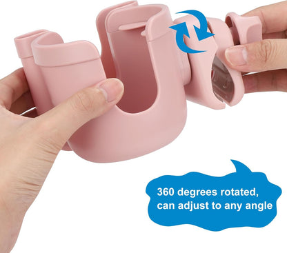 Stroller Cup Holder with Phone Holder, Bike Cup Holder, Universal Cup Holder for Uppababy Nuna Strollers, 2-in-1 Drinks Holder for Walker, Wheelchair, Scooter - Colors A