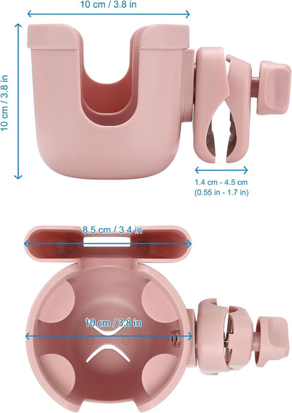 Stroller Cup Holder with Phone Holder, Bike Cup Holder, Universal Cup Holder for Uppababy Nuna Strollers, 2-in-1 Drinks Holder for Walker, Wheelchair, Scooter - Colors A
