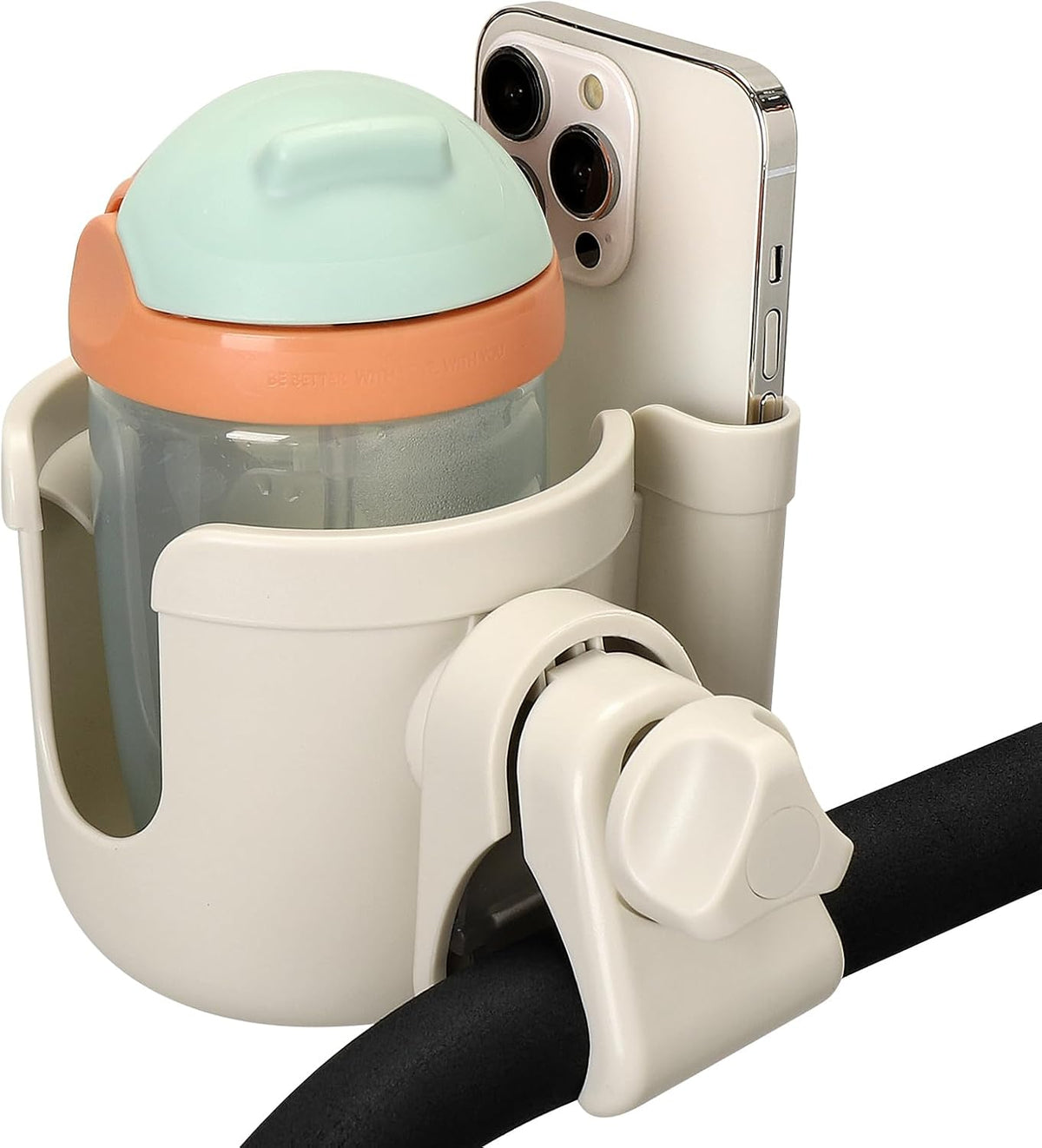 Stroller Cup Holder with Phone Holder, Bike Cup Holder, Universal Cup Holder for Uppababy Nuna Strollers, 2-in-1 Drinks Holder for Walker, Wheelchair, Scooter - Colors A