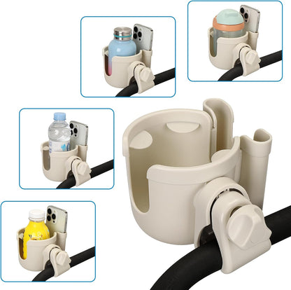 Stroller Cup Holder with Phone Holder, Bike Cup Holder, Universal Cup Holder for Uppababy Nuna Strollers, 2-in-1 Drinks Holder for Walker, Wheelchair, Scooter - Colors A