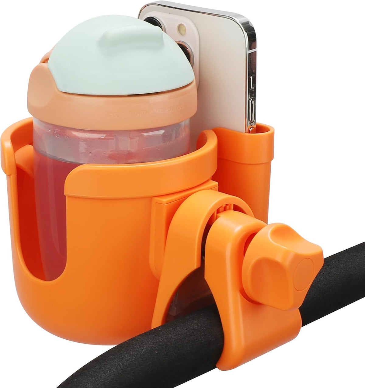 Stroller Cup Holder with Phone Holder, Bike Cup Holder, Universal Cup Holder for Uppababy Nuna Strollers, 2-in-1 Drinks Holder for Walker, Wheelchair, Scooter - Colors A