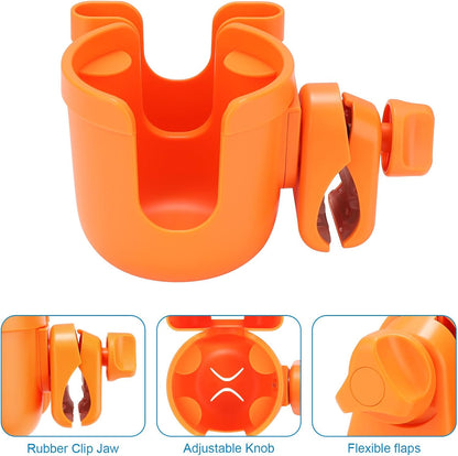 Stroller Cup Holder with Phone Holder, Bike Cup Holder, Universal Cup Holder for Uppababy Nuna Strollers, 2-in-1 Drinks Holder for Walker, Wheelchair, Scooter - Colors A