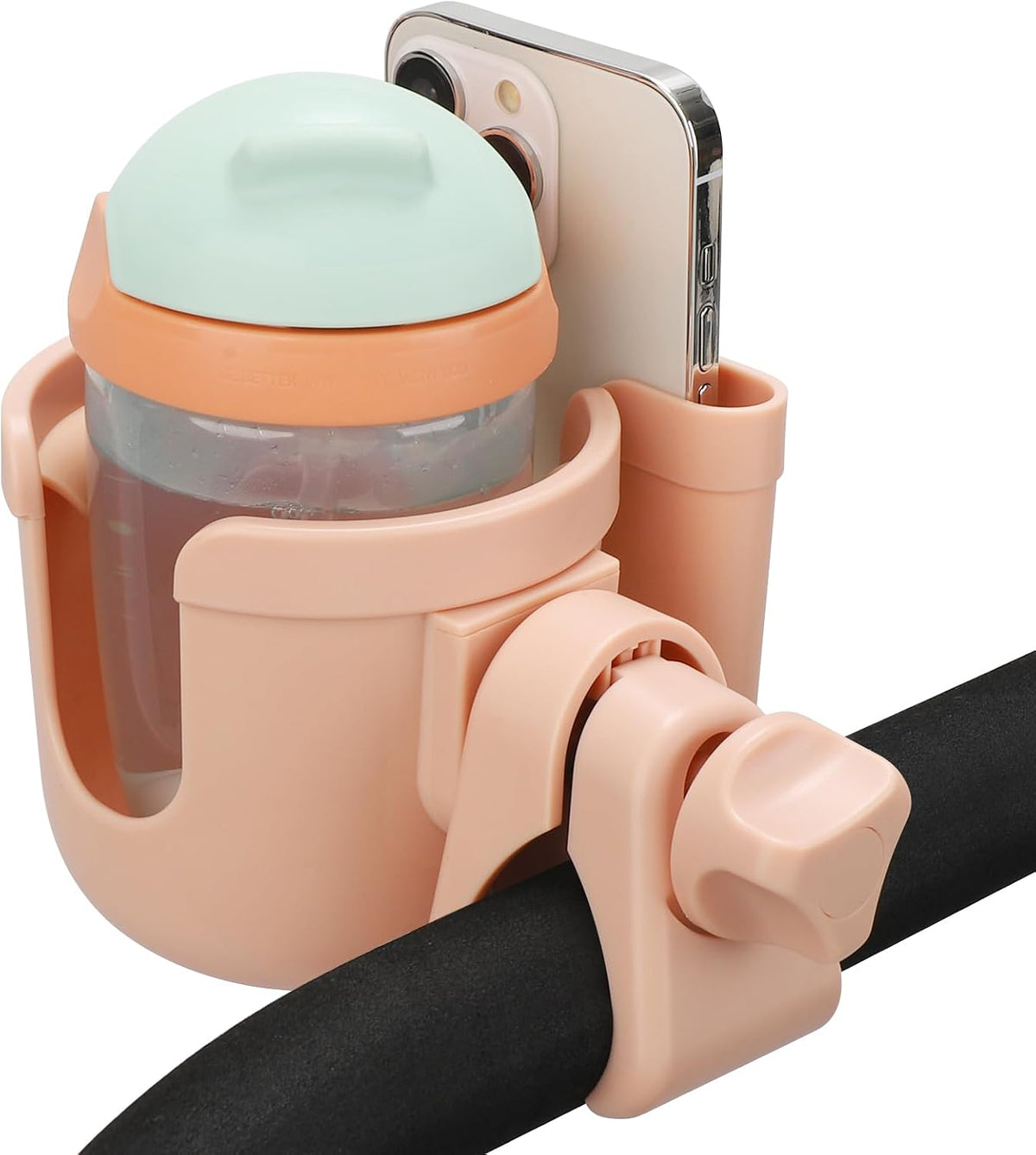 Stroller Cup Holder with Phone Holder, Bike Cup Holder, Universal Cup Holder for Uppababy Nuna Strollers, 2-in-1 Drinks Holder for Walker, Wheelchair, Scooter - Colors A