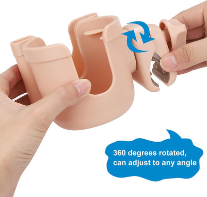 Stroller Cup Holder with Phone Holder, Bike Cup Holder, Universal Cup Holder for Uppababy Nuna Strollers, 2-in-1 Drinks Holder for Walker, Wheelchair, Scooter - Colors A