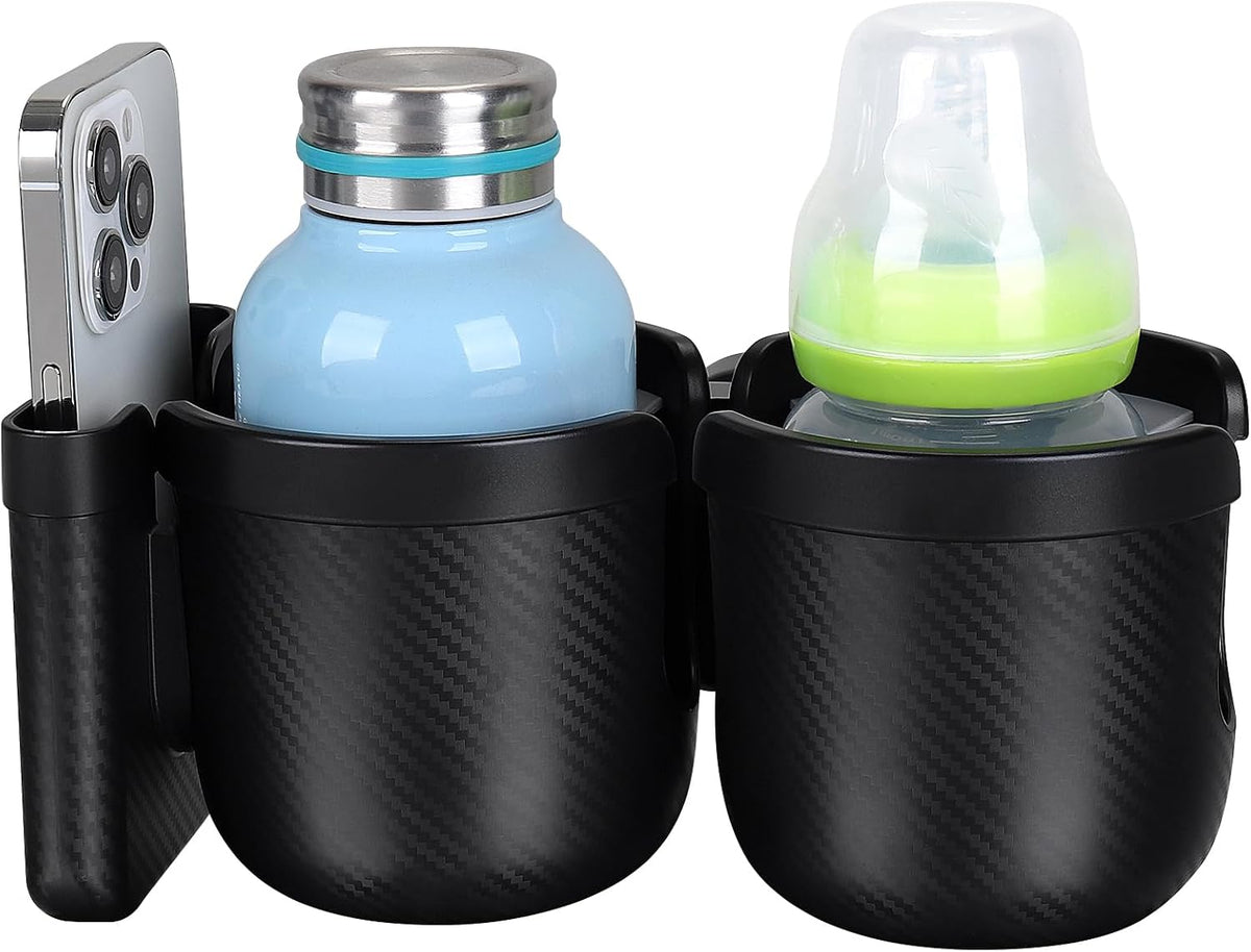 Stroller Cup Holder with Phone Holder, Bike Cup Holder, Universal Cup Holder for Uppababy Nuna Strollers, 2-in-1 Drinks Holder for Walker, Wheelchair, Scooter - Colors A