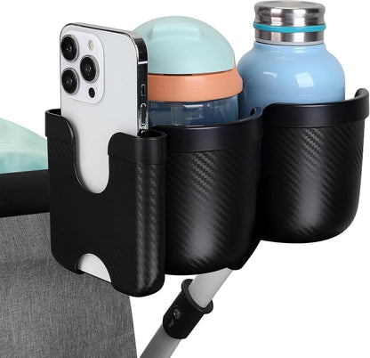 Stroller Cup Holder with Phone Holder, Bike Cup Holder, Universal Cup Holder for Uppababy Nuna Strollers, 2-in-1 Drinks Holder for Walker, Wheelchair, Scooter - Colors A