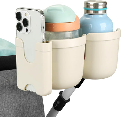 Stroller Cup Holder with Phone Holder, Bike Cup Holder, Universal Cup Holder for Uppababy Nuna Strollers, 2-in-1 Drinks Holder for Walker, Wheelchair, Scooter - Colors A